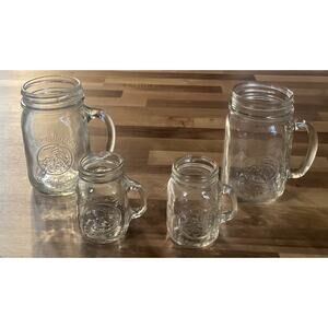 Golden Harvest Vintage Mason Jar Drinking Glasses Set Of 4 With Handles